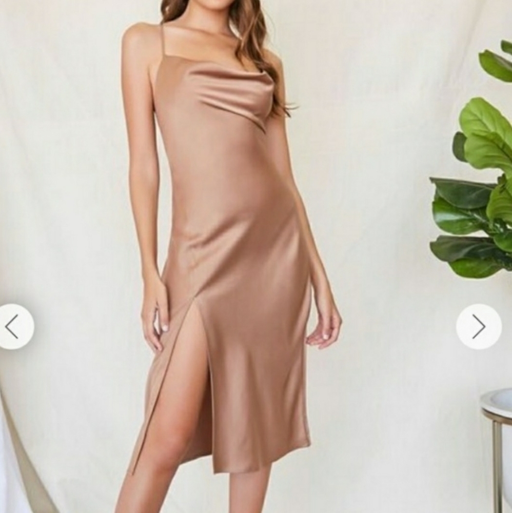 SIMPLI Silk Cowl Neck Dress